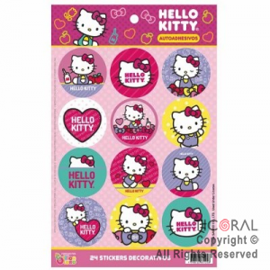 HELLO KITTY STICKERS AUTOADHESIVOS X 24 UNIDADES